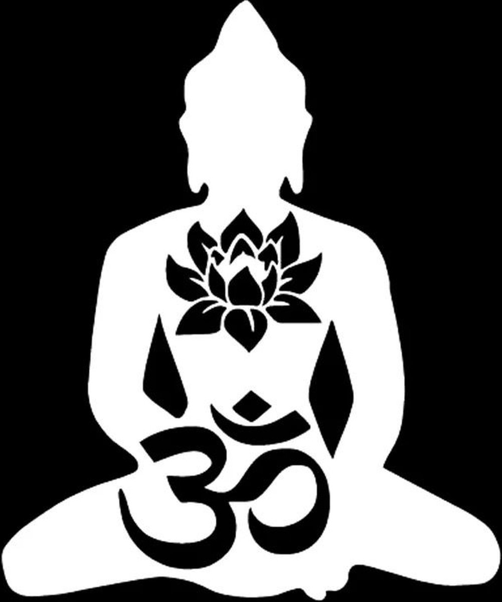 Wellness-House | Zen Sticker Lotus Ohm Meditatie Zilver | Autosticker | Scootersticker | Laptopsticker | Zen Decoratie | Zen Sticker | Buddha Sticker | Wandsticker | Weersbestendig | Lotus | Ohm | Meditatie | Zen